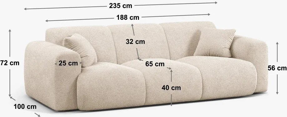 Canapea albastru-închis cu tapițerie din stofă bouclé 235 cm Molino – Micadoni Home