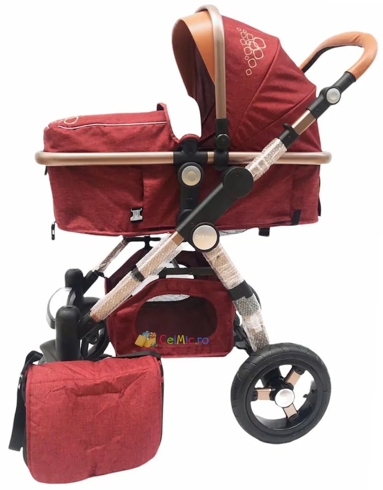 Carucior 3 in 1 cu landou transformabil sport, 0-36 luni, Rosu - CPC-14-rosu