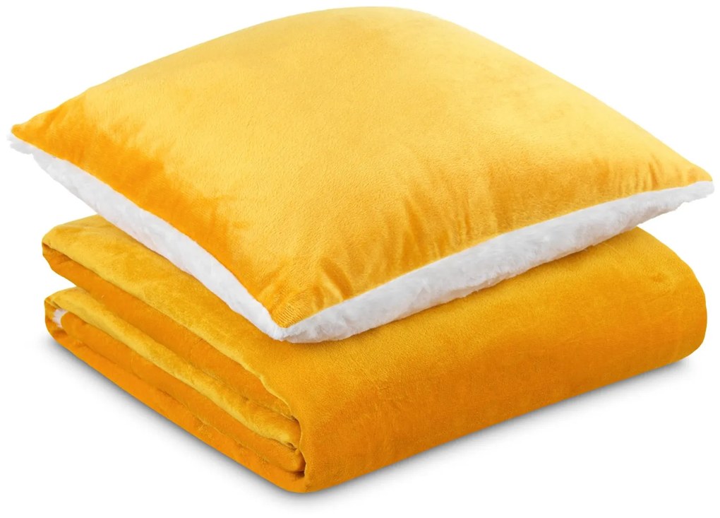 Set perna si patura Warm Hug 200x200 cm auriu