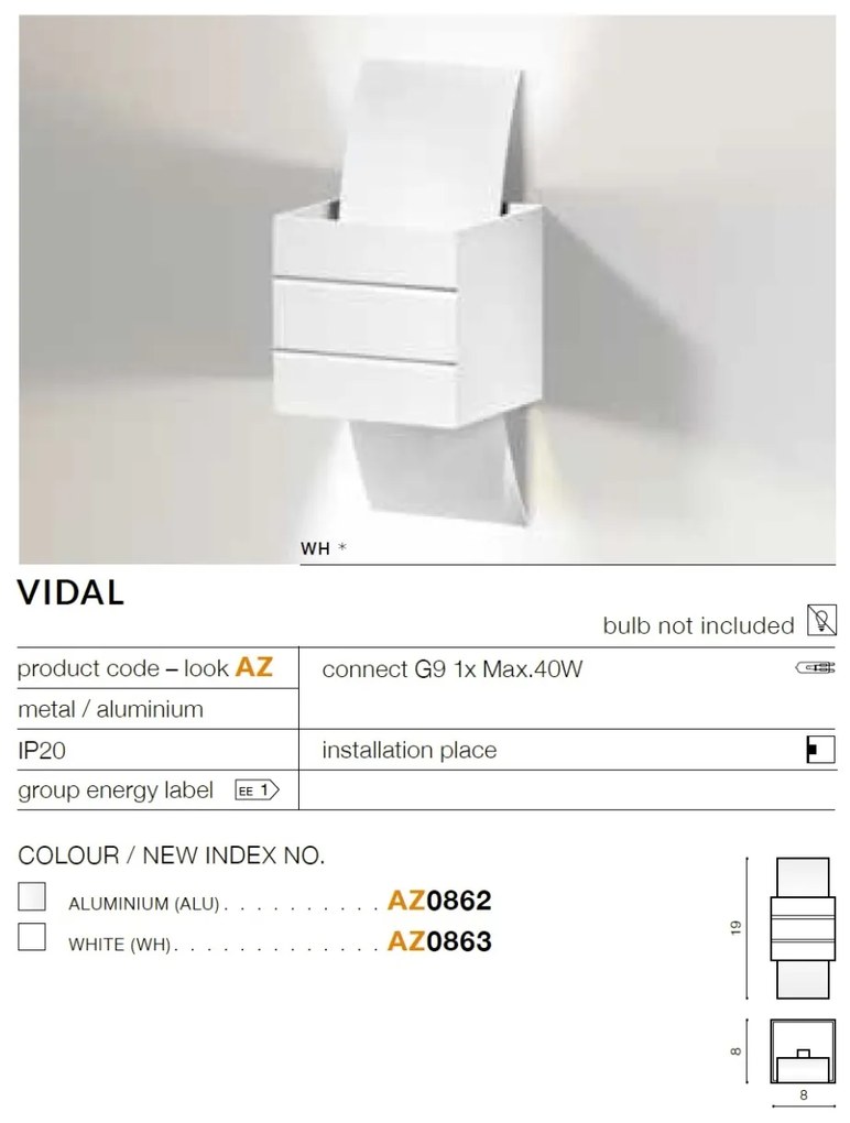 Aplica perete cu lumina ambientala Vidal aluminiu