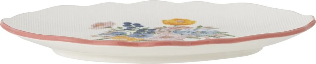 Farfurie din ceramică cu motive florale și margine roz pictată manual, 20×17×2 cm, „Dorothy"
