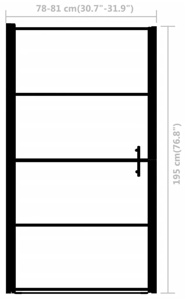 Usa de dus, negru, 81 x 195 cm, sticla securizata 81 x 195 cm, Transparent