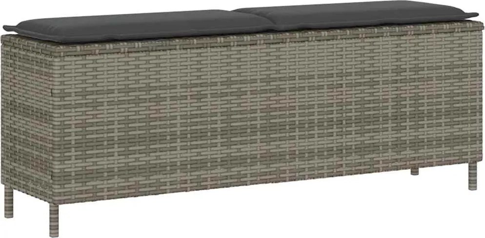 vidaXL Bancă de grădină cu pernă, gri, 110x30x40,5 cm, poliratan