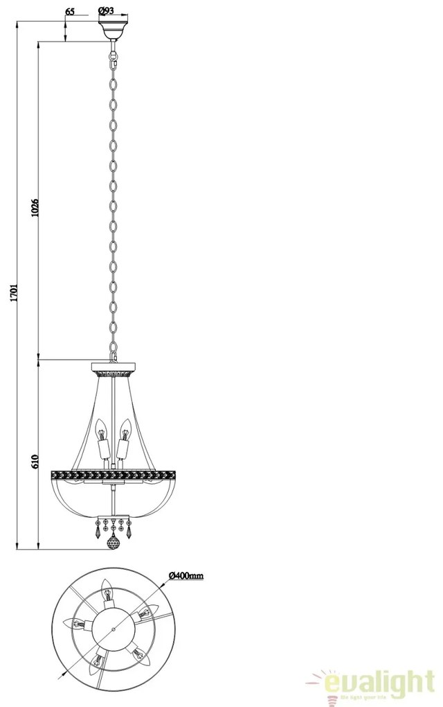Candelabru elegant design clasic, Bella 40cm MYDIA750-TT40-WG