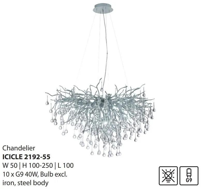 Lustra suspendata design magnific ICICLE crom, 50x100cm
