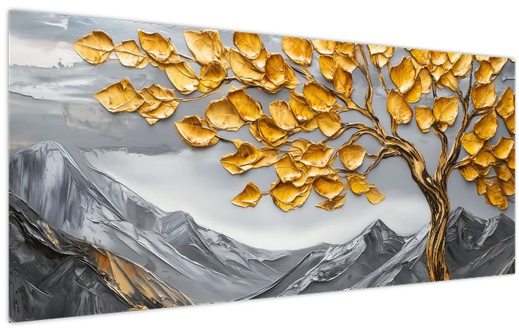 Tablou – Arbore cu frunze aurii (120x50 cm)