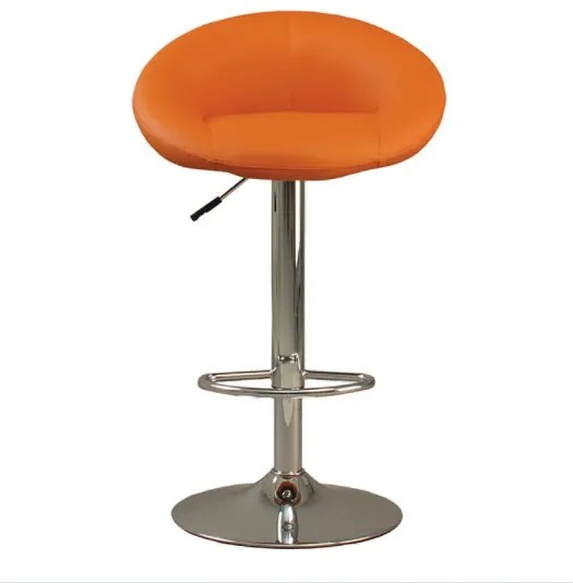 Scaun de bar rotativ Rose Lux, cadru cromat, piele ecologica, brun deschis