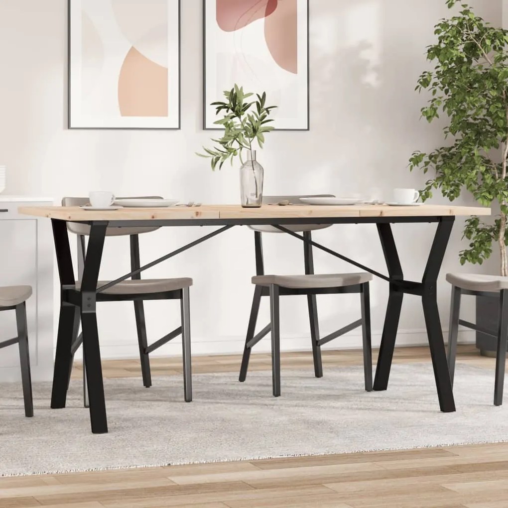 vidaXL Masă bucătărie, cadru Y, 160x80x75,5 cm lemn masiv pin și Oţel