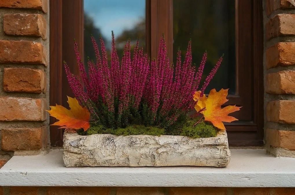 Husă pentru flori - jardiniere, imitație demesteacăn, 32 x 12 x 8 cm, 32 cm
