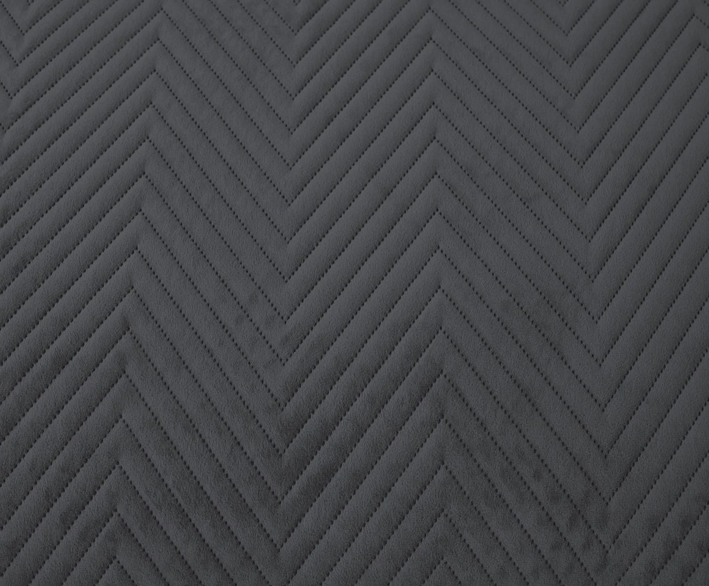 Cuvertura de pat din catifea gri inchis cu model ARROW VELVET Dimensiune: 220 x 240 cm