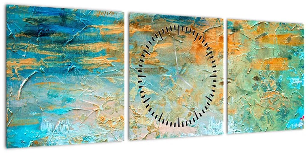 Tablou - Abstract albastru (cu ceas) (90x30 cm)