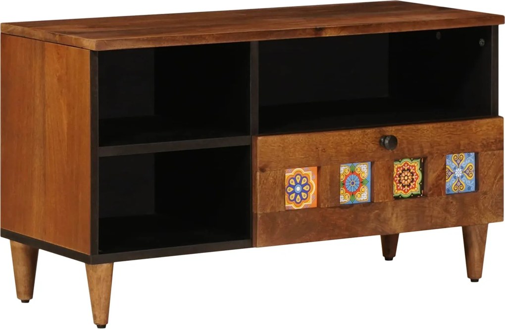 vidaXL Cabinet TV cu sertar castan 80 x 33 x 46 cm Lemn de mango solid