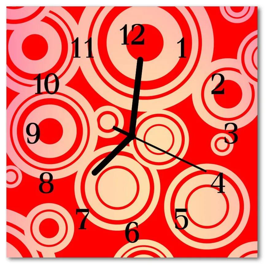 Ceas de perete din sticla pătrat Cercuri Red Art Red