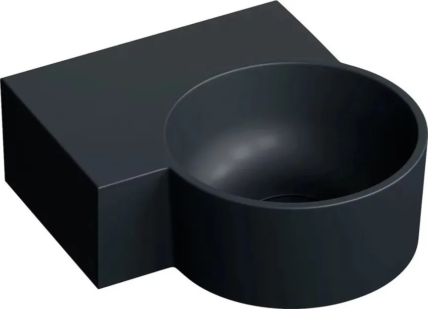 Lavoar suspendat Omnires Ovo M+ finisaj negru lava mat 33.5 cm stanga