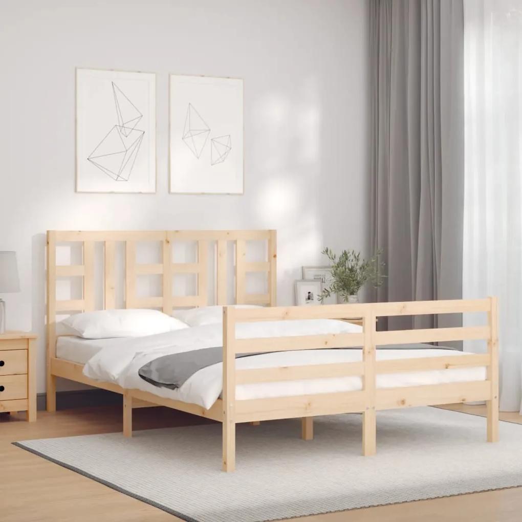 3193896 vidaXL Cadru de pat cu tăblie, dublu, lemn masiv