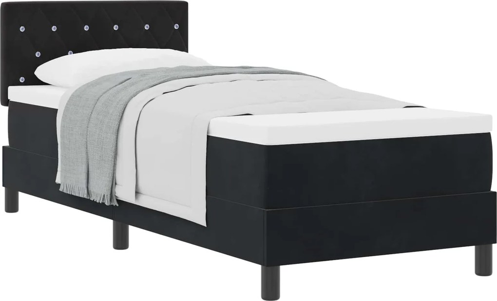 vidaXL Pat cu arcuri cu saltea cu headboard Negru 80 x 200 cm Catifea