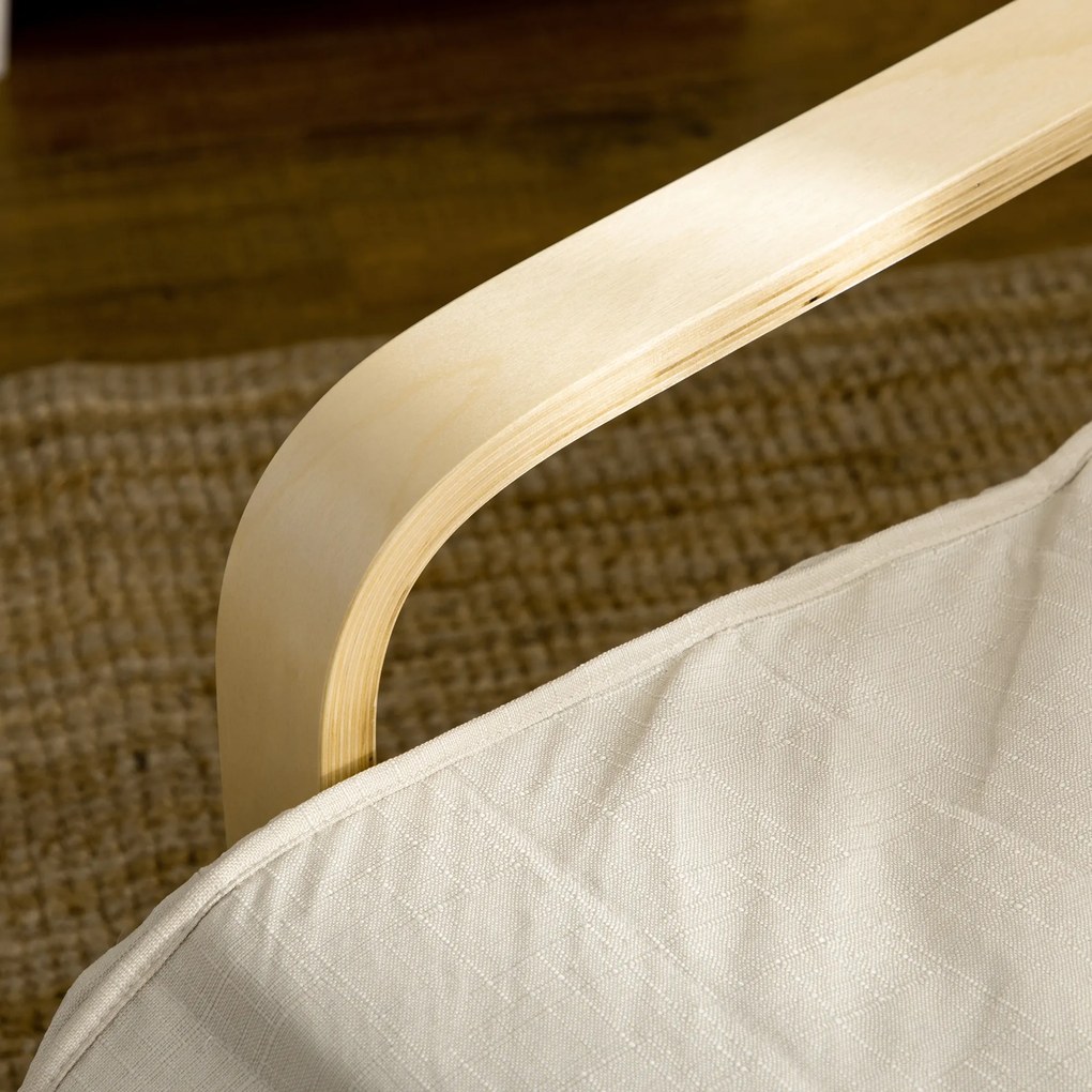 HOMCOM Fotoliu Relax Confort și Relaxare cu suport reglabil pentru picioare detașabil 94 x 66,5 x 100 cm Lemn Masiv Crem | Aosom Romania