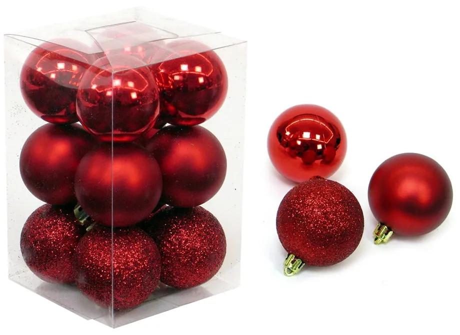 Set 12 globuri roșii de Crăciun Navidad Casa Selección, ø 4 cm