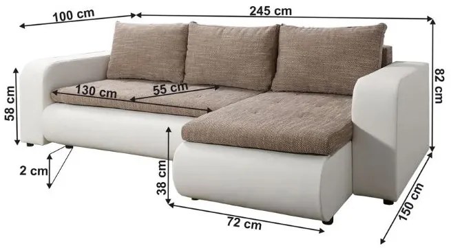 Colțar extensibil Bistran (alb + maro) (D). 1063799