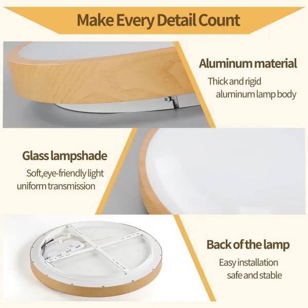 Corp de iluminat LED dimabil Brilagi-LED GLASS POOL DOUBLE, 80W, 230V, 60 cm, finisaj decor lemn + telecomandă