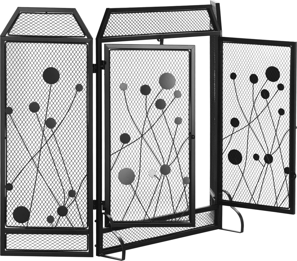 HOMCOM Paravan Antiscantei pentru Semîneu, Pliabil, Usa Magnetica, din Metal Otel, Negru, 125 x 80 cm Pliabil Magnetica | Aosom Romania