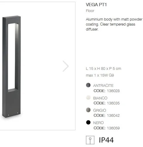 Stalp modern de exterior cu protectie IP44 VEGA PT1 antracit 136028