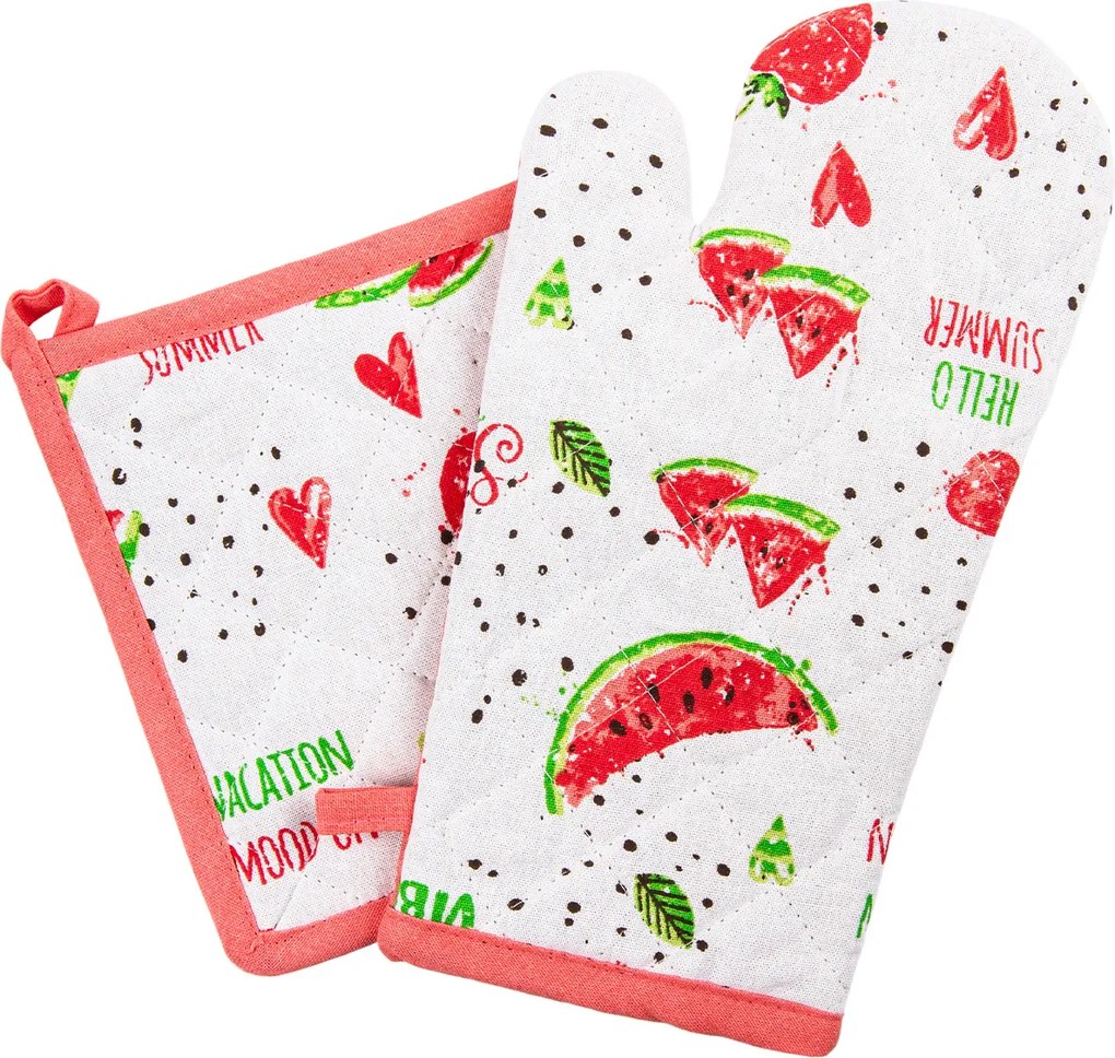 Set mănușă și suport bucătărie Pepene, 18 x 32 cm, 20 x 20 cm