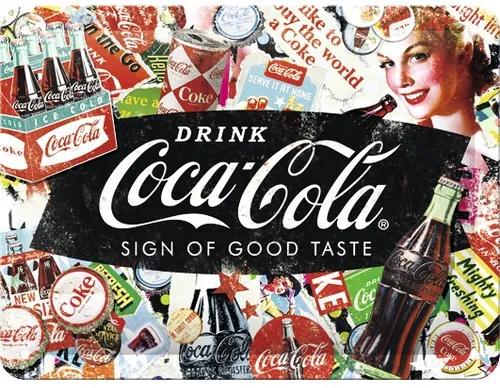Panou decorativ din tablă Coca-Cola Collage 15x20 cm