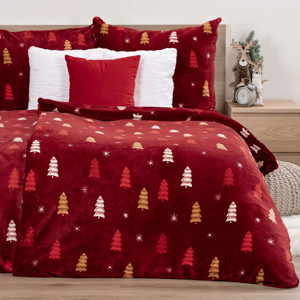 Lenjerie de pat din microflanel 4Home Crimson Woods, 140 x 200 cm, 70 x 90 cm