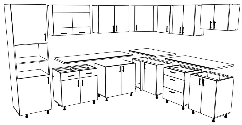 Set Bucatarie Colt Karo haaus V36, Alb, Blat Thermo 28 mm, L 320 x 160 cm