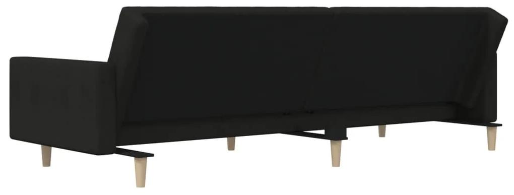 Canapea extensibila cu 2 locuri, negru, textil Negru, Fara suport de picioare