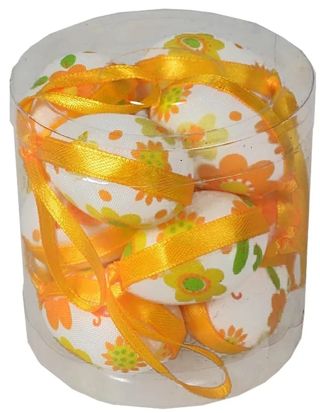 Set de ouă de Paște cu model floare galbenă,înălțime 4 cm,  12 bucăți în pachet