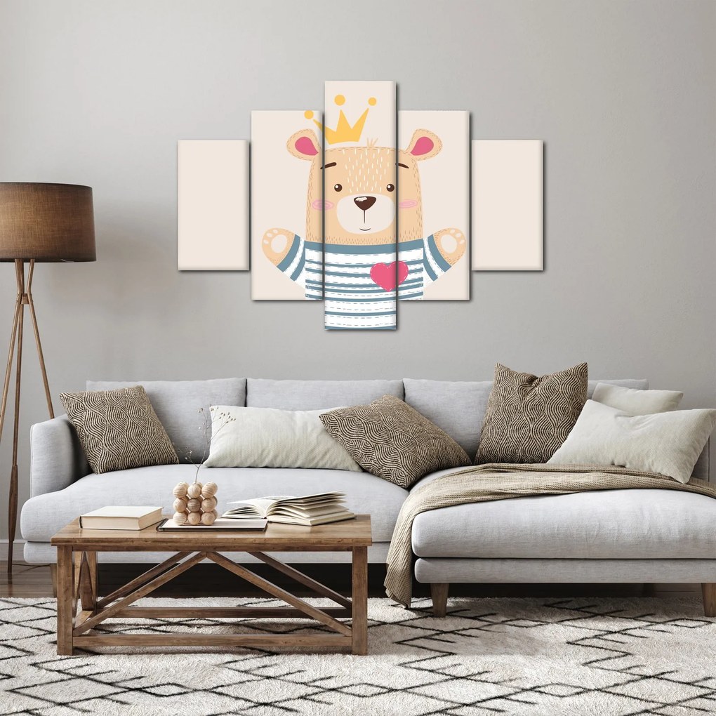 Tablou - Teddy ursuleț cu coroană (150x105 cm)