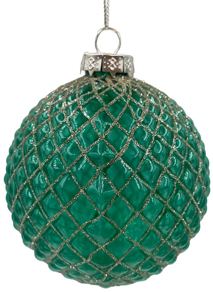 Glob din sticla Diamond Emerald 10cm, Verde