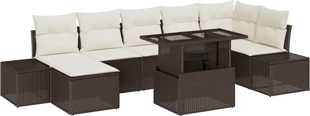vidaXL Set de canapele pentru grădină 8 pcs Maro Rattan poli