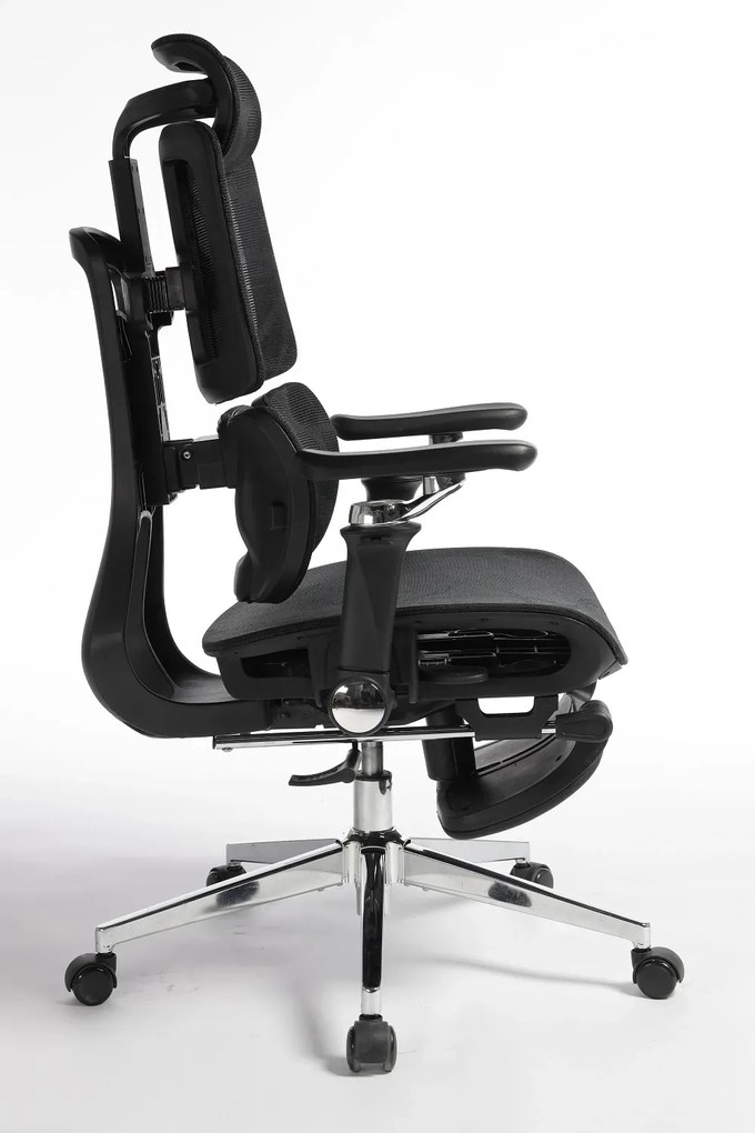 RESIGILAT- DeluxStar T10 Premium – Scaun ergonomic, cotiere 6D ultra moi, Suport Lombar 3 Zone Dinamice, Spătar ajustabil pe inaltime, Sezut Translatie, Tetiera 4D, mecanism multifunctional inclinare/blocare, pivotant, Mesh, Negru