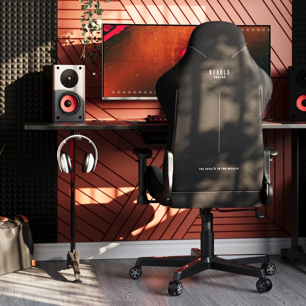 Scaun gaming Diablo X-Starter din țesătură gri