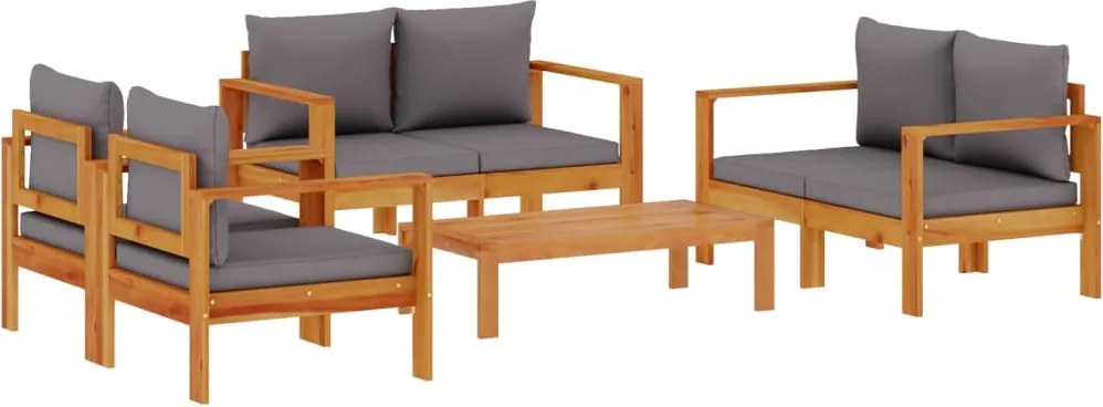 vidaXL Set de canapele de grădină cu perne, 5 buc., lemn masiv acacia
