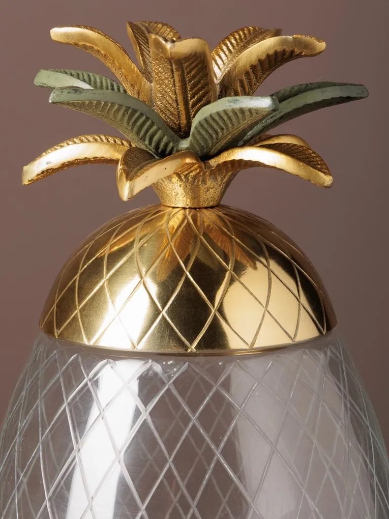 Cutie decorativa, din sticla si alama, Pineapple