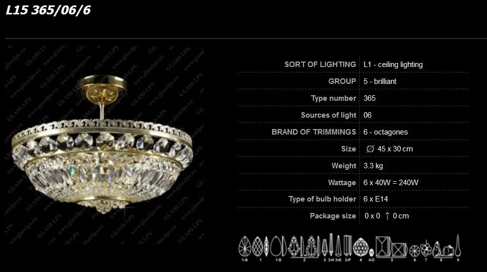 Plafonier cristal Bohemia L15 365/06/6