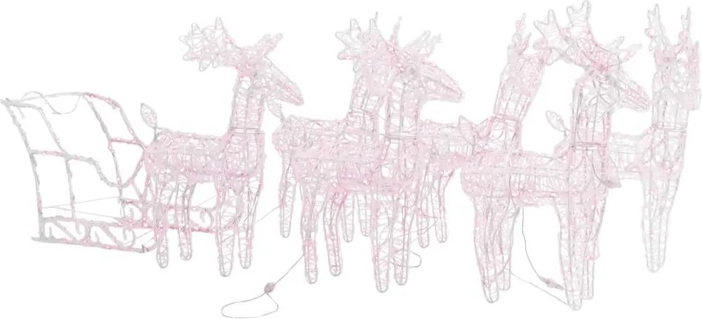 vidaXL Decorațiune de Crăciun cu reni și sanie, 280x28x55, acril