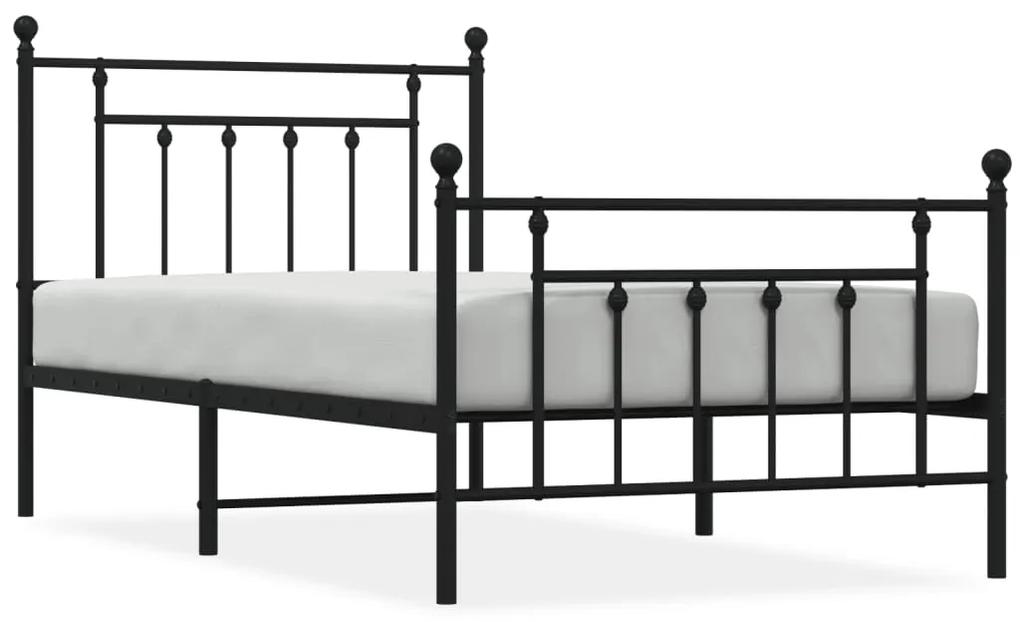 353549 vidaXL Cadru pat metalic cu tăblii de cap/picioare, negru, 100x190 cm