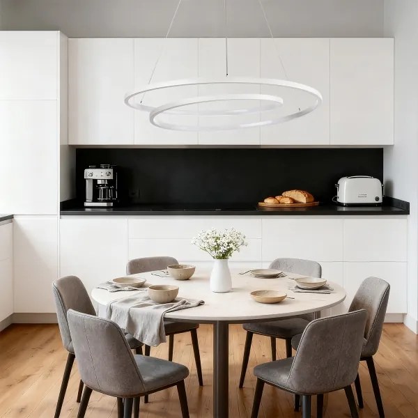 Brilagi-LED Lustră LED dimabilă suspendată pe cablu TWISTER LED/105W/230V Ø 100 cm albă + telecomandă