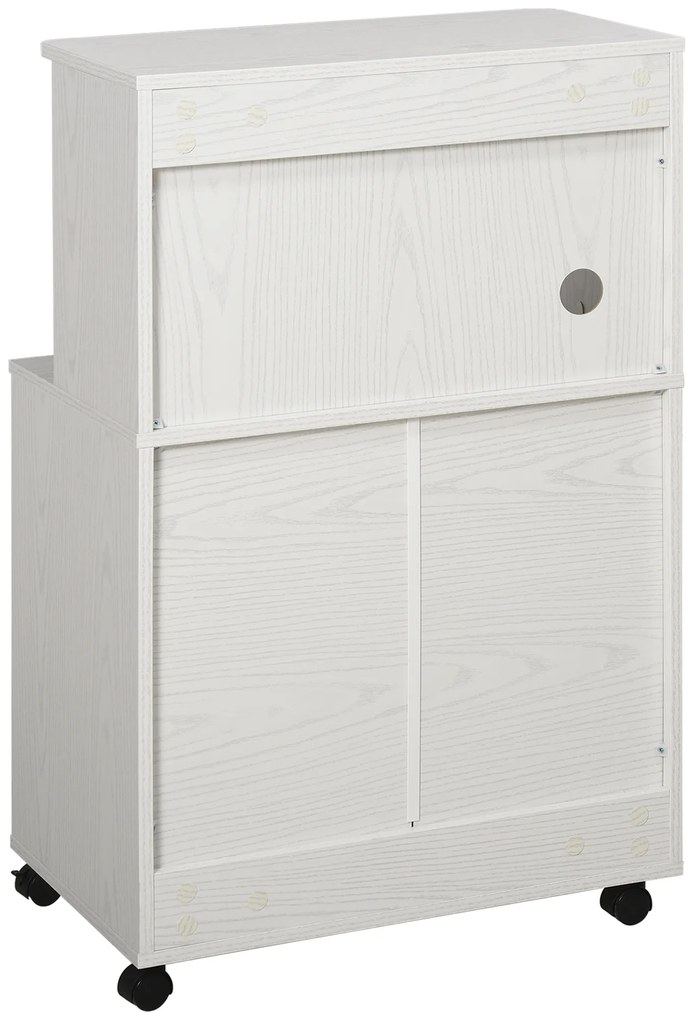 HOMCOM Cărucior cărucior cuptor cu microunde dulap 2 uși - dim. 60,4L x 40,3l x 97H cm - alb | Aosom Romania