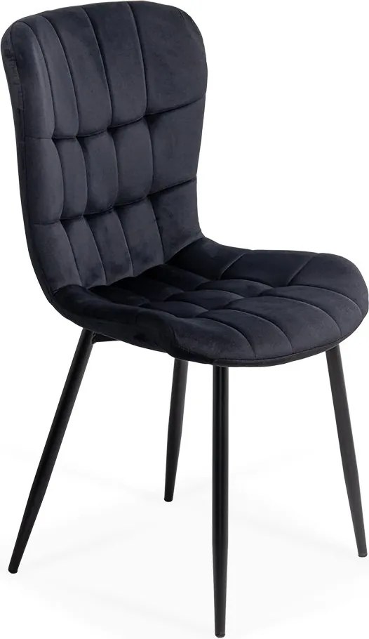 Scaun dining Dalia, negru, catifea