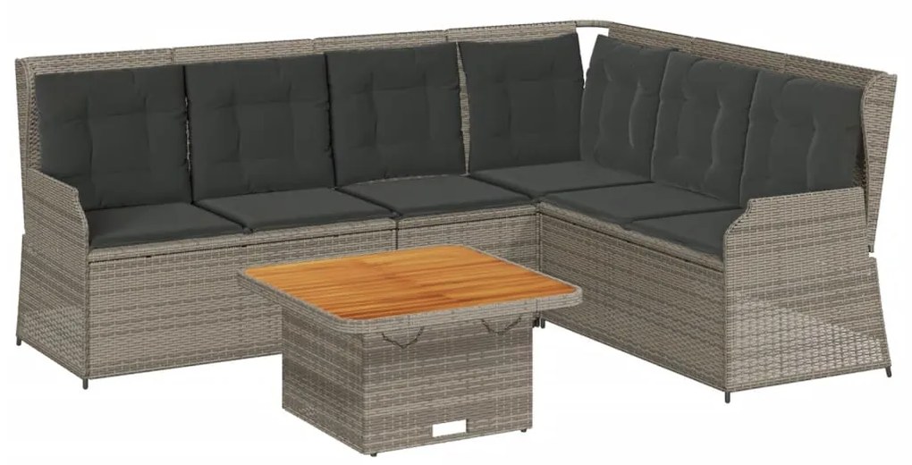 3262166 vidaXL Set mobilier de grădină cu perne, 5 piese, gri, poliratan