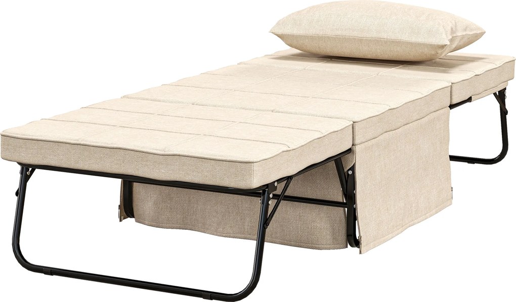 HOMCOM Fauteuil lit convertible chauffeuse chaise longue et pouf 4 în 1 cu dossier inclinable 5 positions cremă | Aosom Romania