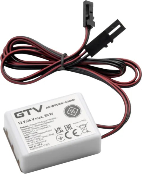 Întrerupător dimabil GTV pentru bandă LED, cu senzor și montaj ascuns sub blat, 50W, 12V, IP20 50 W, 12 V, 0.5 m, Alb