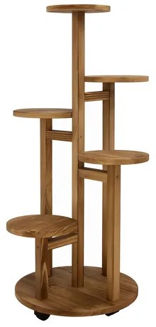 Suport din lemn pentru flori - 6 niveluri cu roți