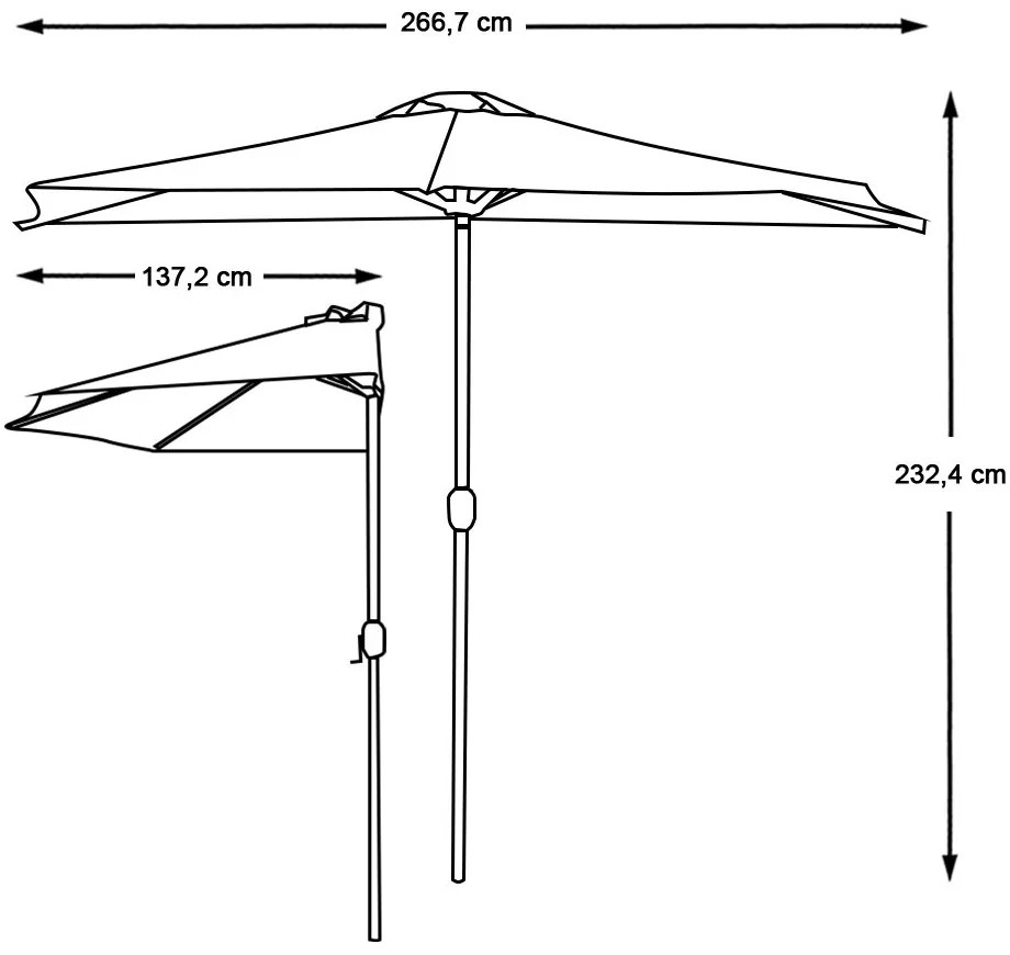Umbrela de balcon semirotunda